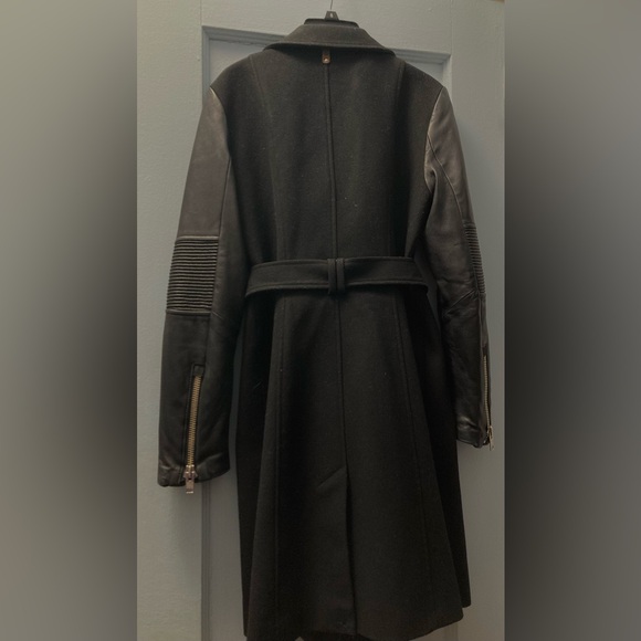 Mackage black wool / leather coat - Picture 7 of 12